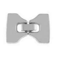 Metalen clip / vouw sluiting ± 35x28mm voor plat Leer / koord Antiek zilver 